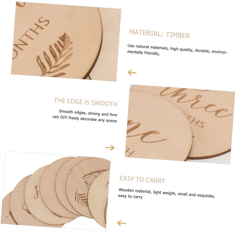 12Pcs Wooden Milestone Discs Double Sided For Baby Monthly Photo Props First Year - Image 4